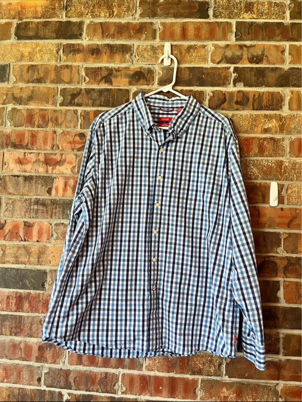 IZOD Blue Plaid Long Sleeve Slim Fit Shirt Men’s Size: XL